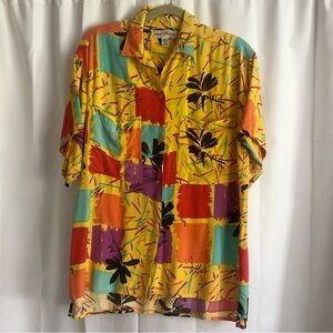 Vintage Koala Country Soft Rayon Tropical camp  button up shirt S 90"s